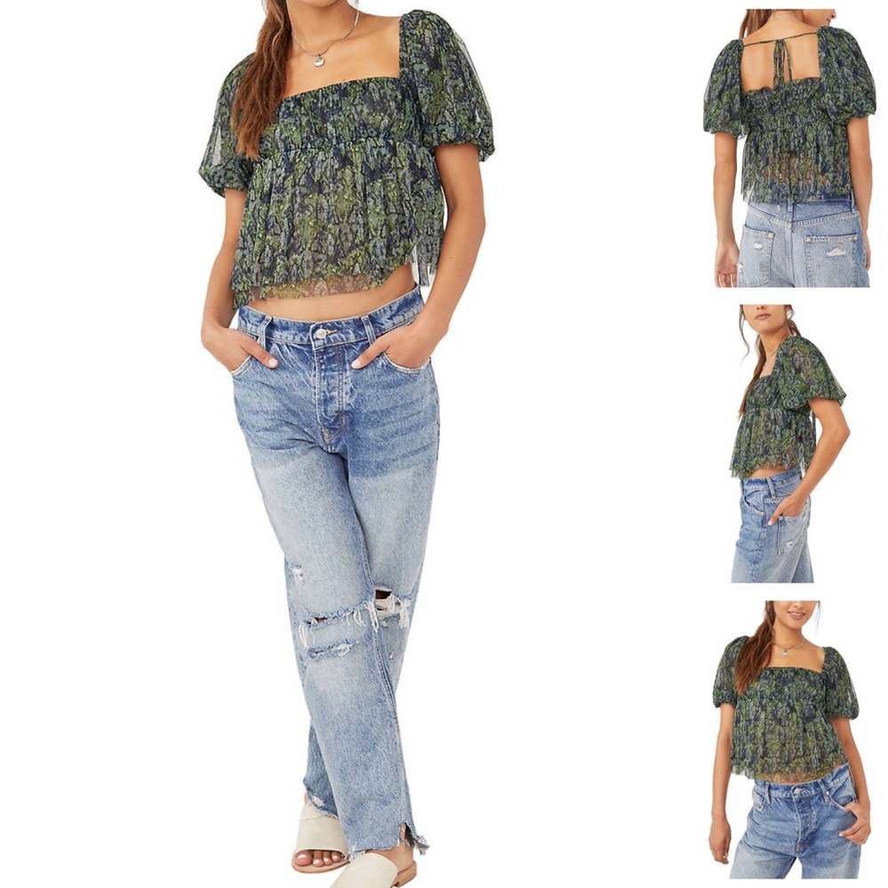 Free People Puff Sleeves Top